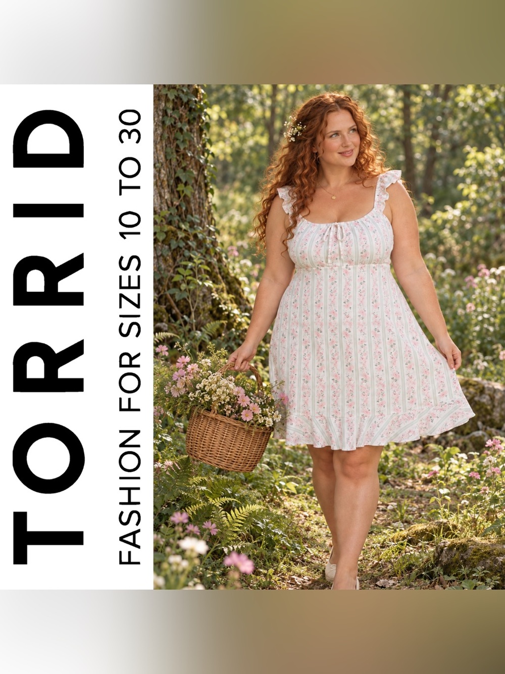 Torrid LoveSick White & Pink Floral Cottagecore Mini Slip Dress, Large, NWT!